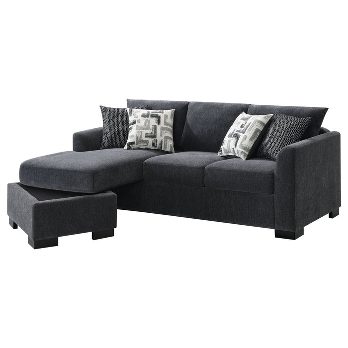 Storey Upholstered Sleeper Sectional Chaise Sofa Dark Grey - Walo Furniture