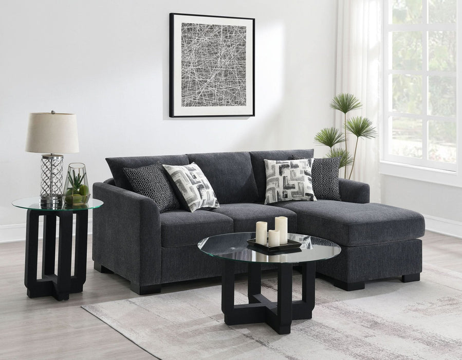 Storey Upholstered Sleeper Sectional Chaise Sofa Dark Grey - Walo Furniture