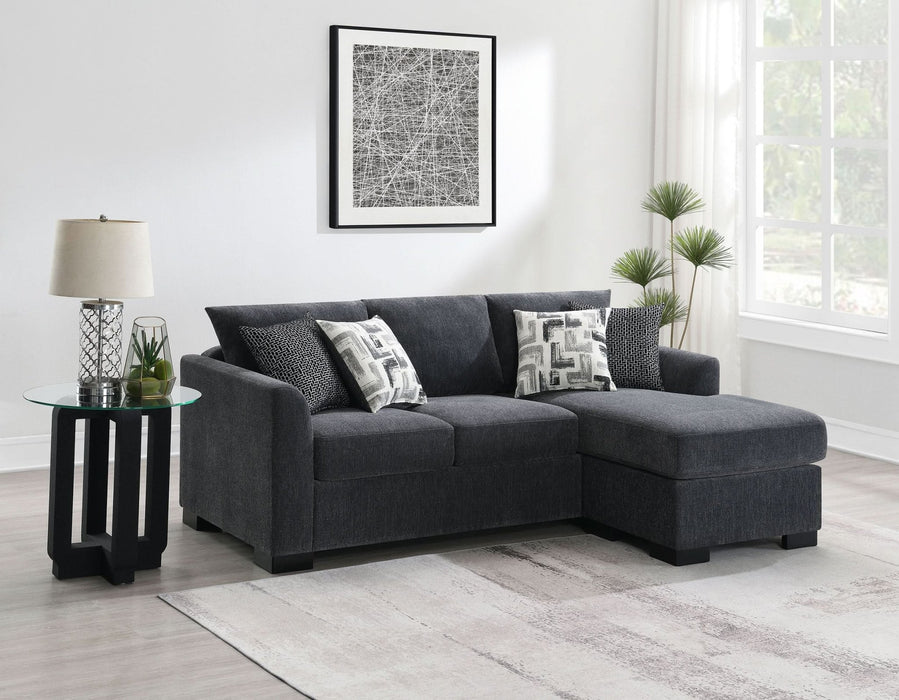 Storey Upholstered Sleeper Sectional Chaise Sofa Dark Grey - Walo Furniture