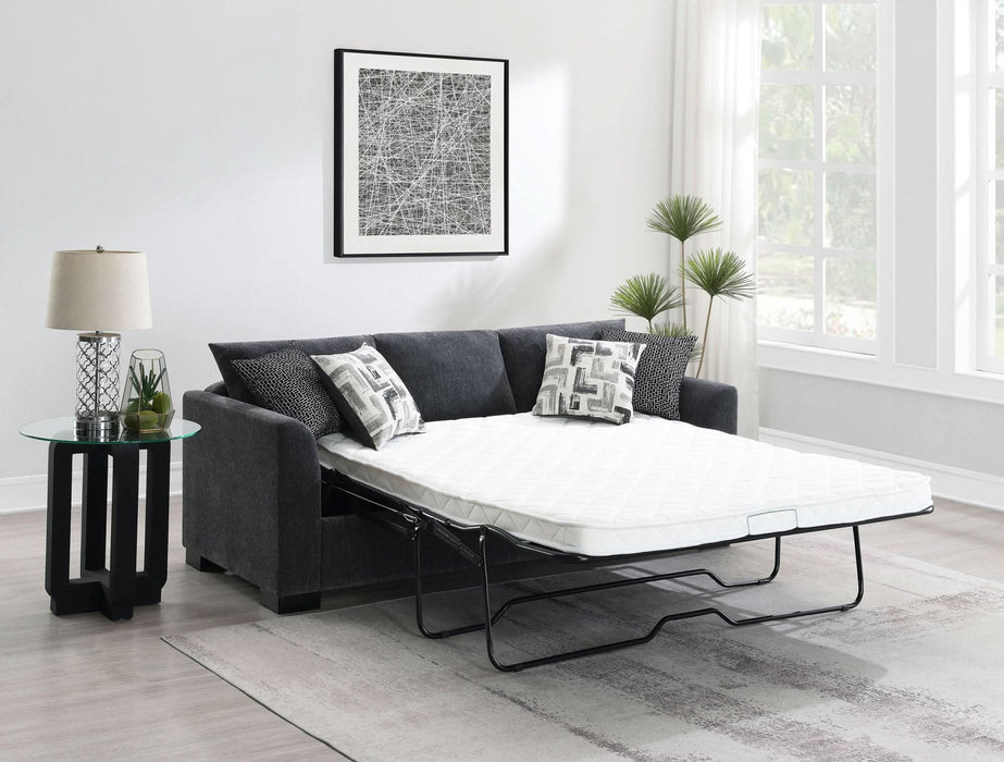 Storey Upholstered Sleeper Sectional Chaise Sofa Dark Grey - Walo Furniture