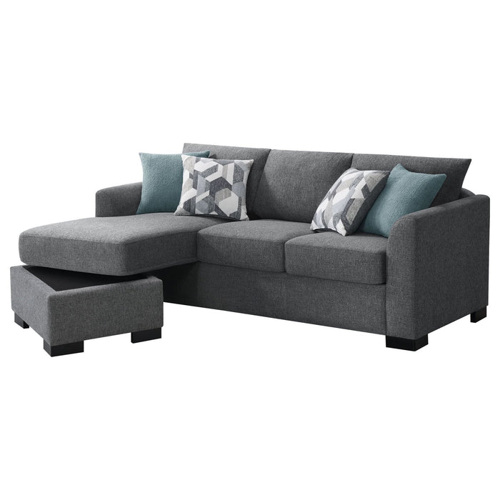 Storey Upholstered Sleeper Sectional Chaise Sofa Grey - Walo Furniture