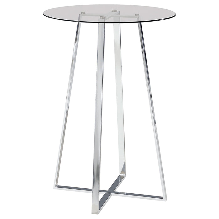 Zanella Round 30-inch Glass Top Bistro Bar Table Chrome - Walo Furniture 