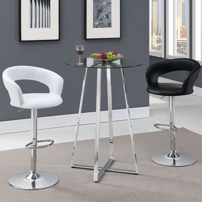 Zanella Round 30-inch Glass Top Bistro Bar Table Chrome - Walo Furniture 