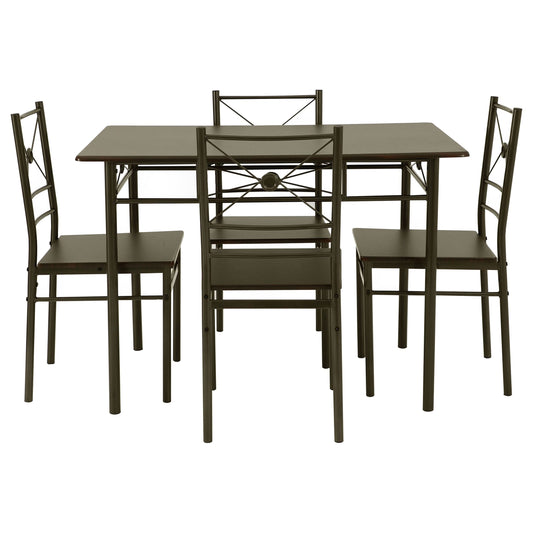 Anna 5-piece Rectangular Dining Table Set Dark Bronze - Walo Furniture 