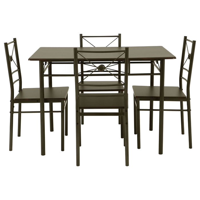 Anna 5-piece Rectangular Dining Table Set Dark Bronze - Walo Furniture 