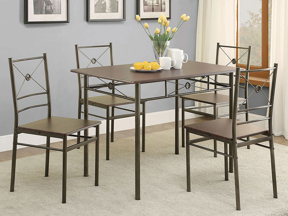 Anna 5-piece Rectangular Dining Table Set Dark Bronze - Walo Furniture 