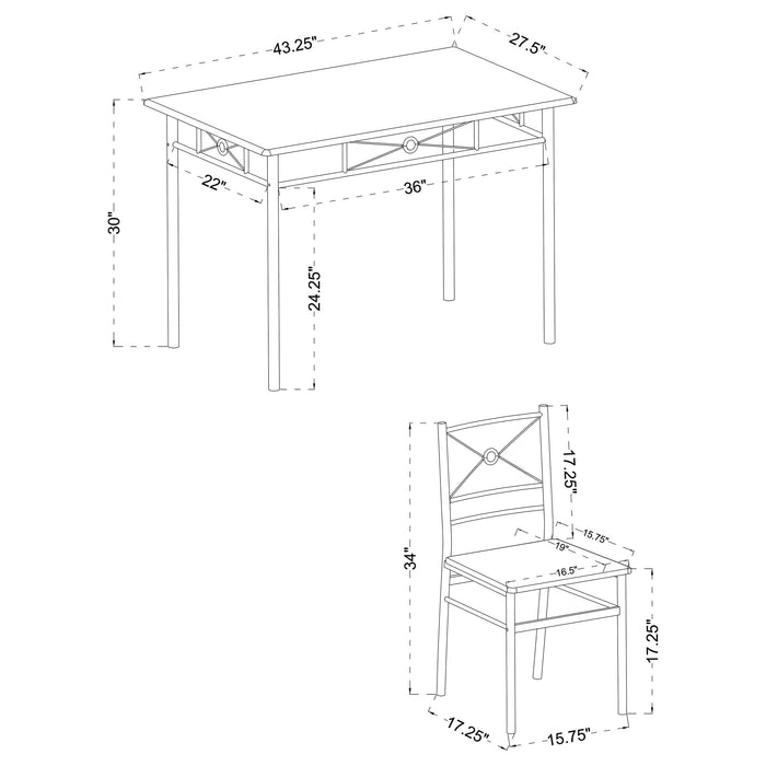 Anna 5-piece Rectangular Dining Table Set Silver - Walo Furniture 