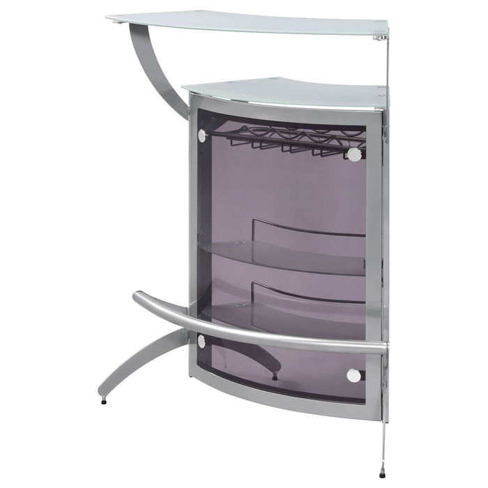 Dallas 2-shelf Curved Freestanding Home Bar Cabinet Silver - Walo Furniture 