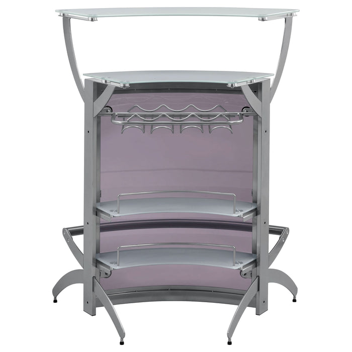 Dallas 2-shelf Curved Freestanding Home Bar Cabinet Silver - Walo Furniture 