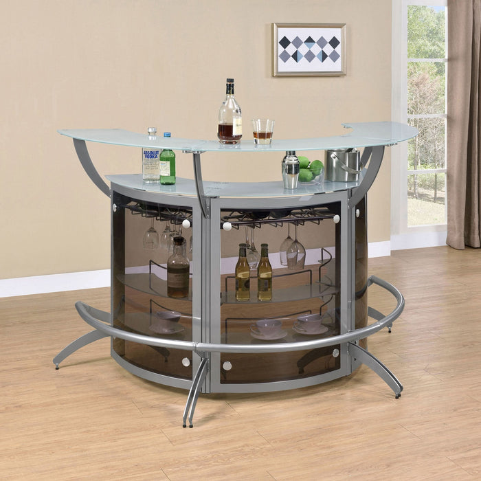 Dallas 3-piece Curved Freestanding Home Bar Cabinet Silver - Walo Furniture 