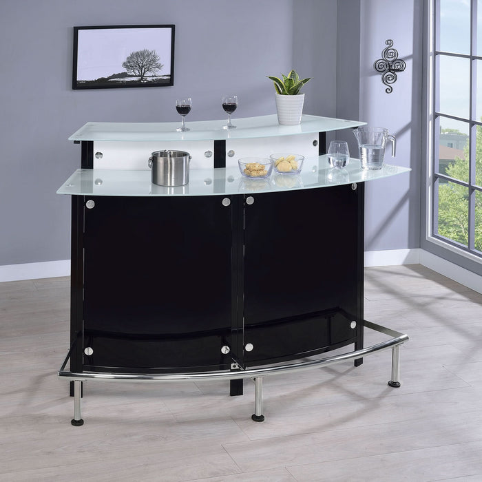 Keystone Curved Glass Top Home Bar Wine Cabinet Black - Walo Furniture 