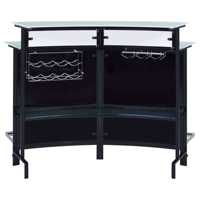 Keystone Curved Glass Top Home Bar Wine Cabinet Black - Walo Furniture 