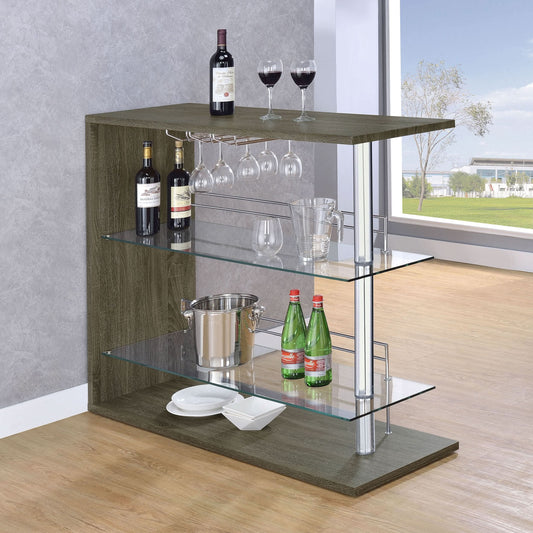 Prescott Rectangular Home Bar Table Weathered Grey - Walo Furniture 