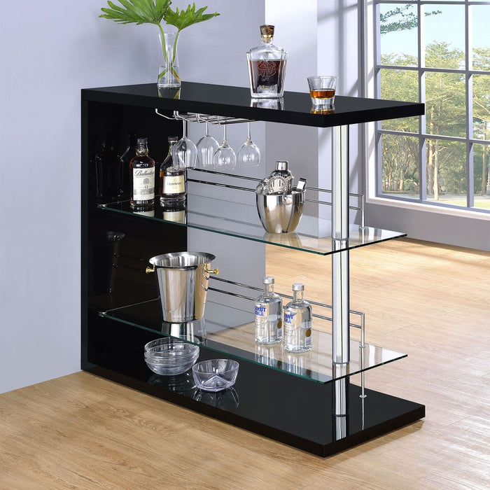 Prescott Rectangular Home Wine Table Black High Gloss - Walo Furniture 