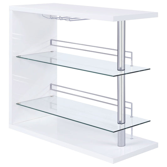 Prescott Rectangular Home Bar Table White High Gloss - Walo Furniture 