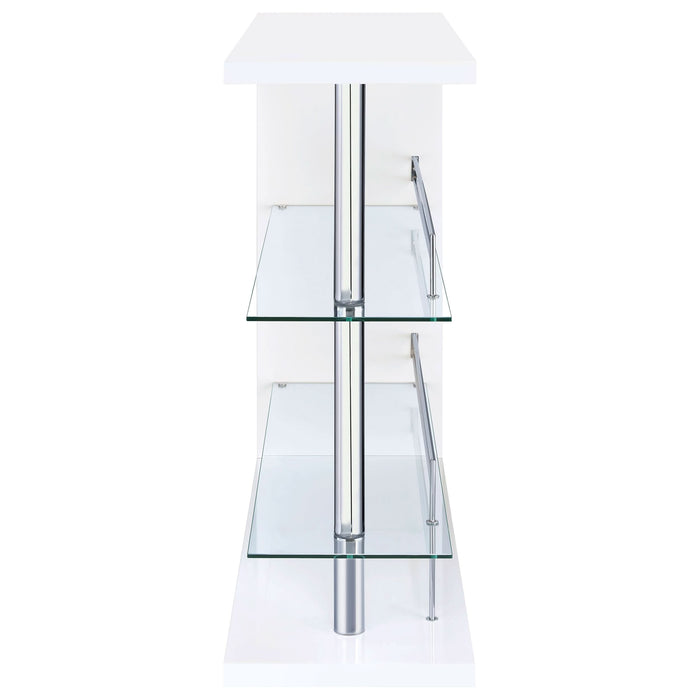 Prescott Rectangular Home Bar Table White High Gloss - Walo Furniture 