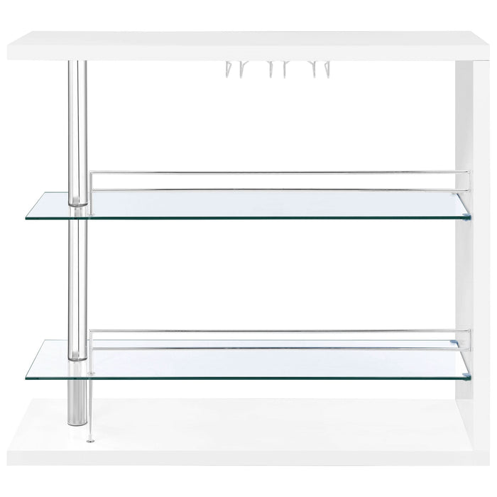 Prescott Rectangular Home Bar Table White High Gloss - Walo Furniture 