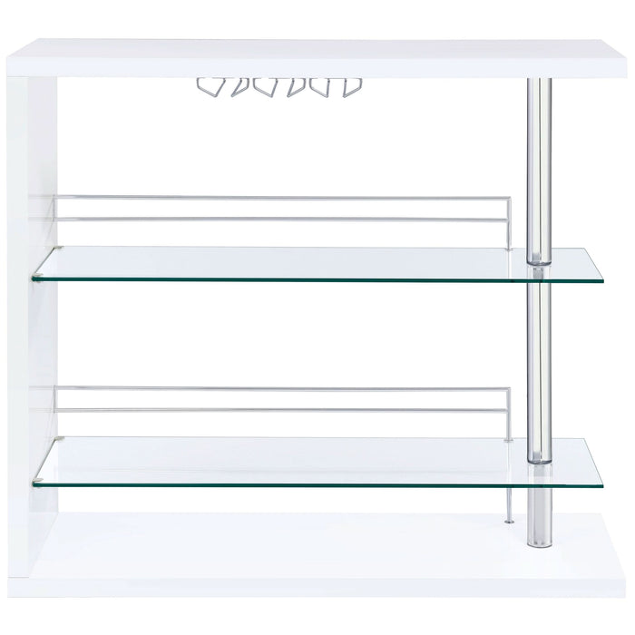 Prescott Rectangular Home Bar Table White High Gloss - Walo Furniture 