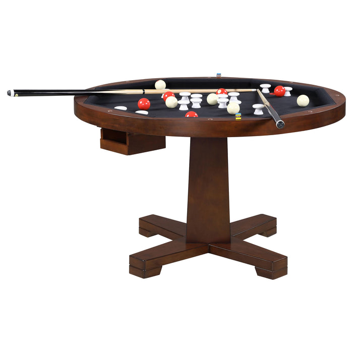 Marietta Round Dining and Billiard Poker Game Table Tobacco - Walo Furniture 