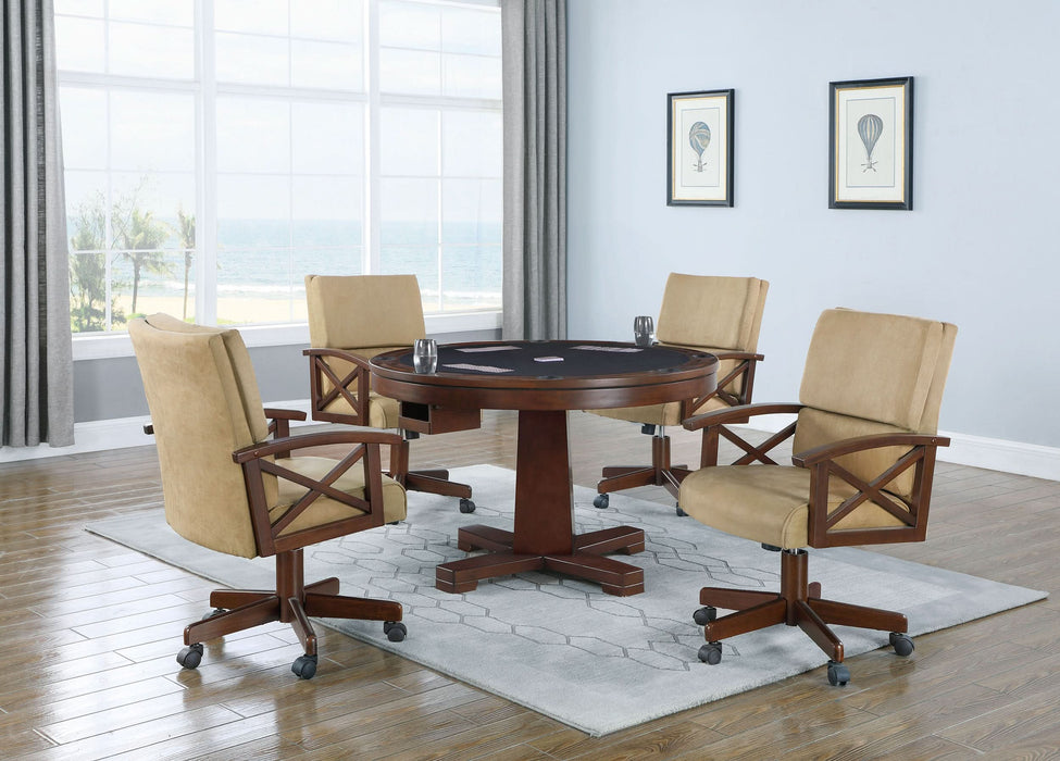 Marietta Round Dining and Billiard Poker Game Table Tobacco - Walo Furniture 