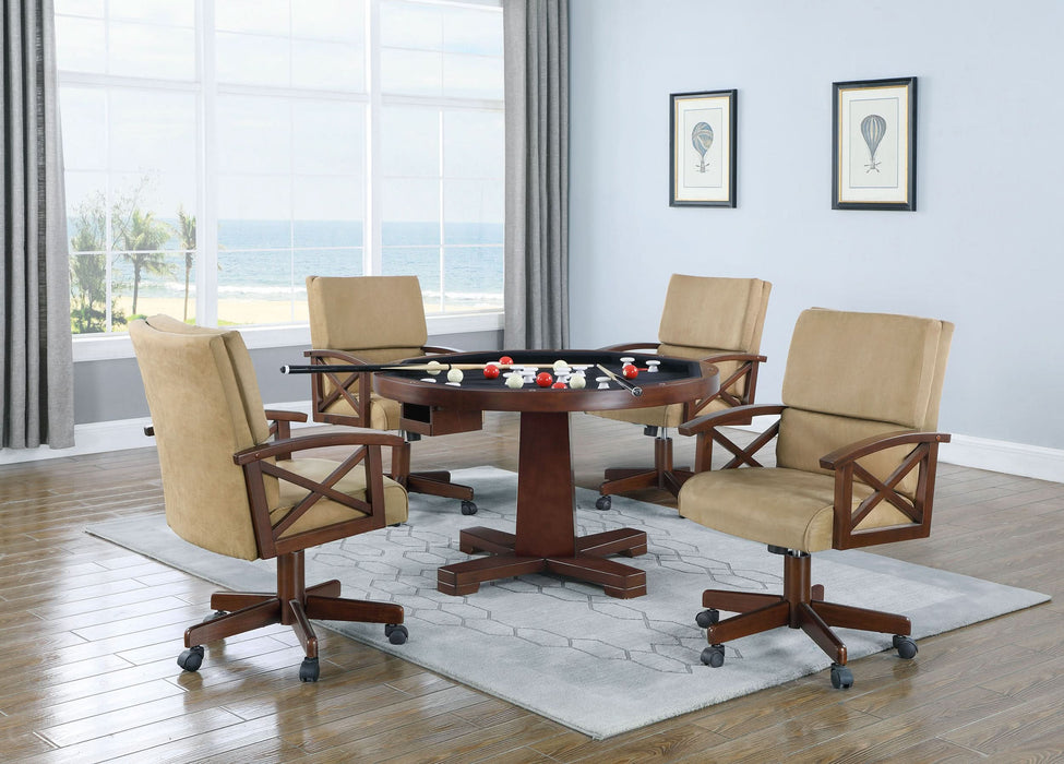 Marietta Round Dining and Billiard Poker Game Table Tobacco - Walo Furniture 