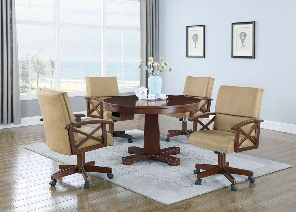 Marietta 5-piece 3-in-1 Dining and Game Table Set Tobacco - Walo Furniture 