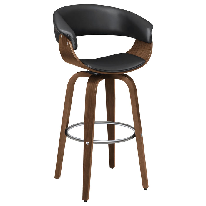 Zion Upholstered Swivel Bar Stool Walnut and Black - Walo Furniture 