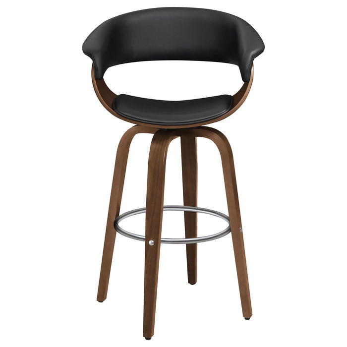 Zion Upholstered Swivel Bar Stool Walnut and Black - Walo Furniture 