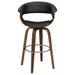 Zion Upholstered Swivel Bar Stool Walnut and Black - Walo Furniture 