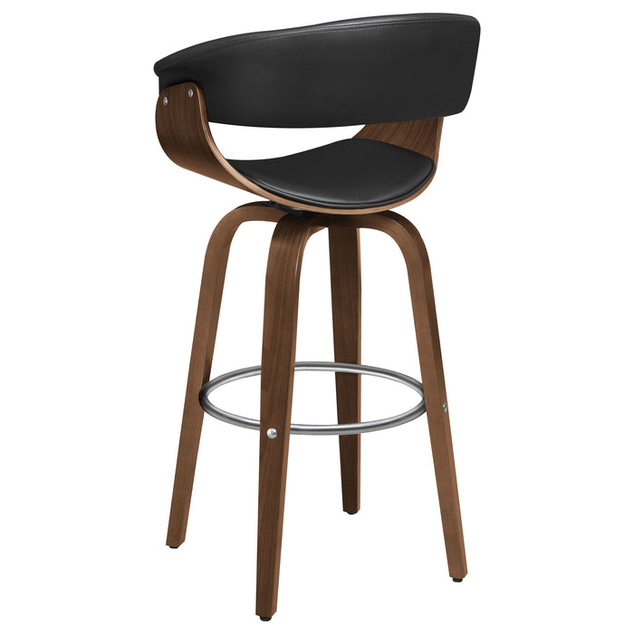 Zion Upholstered Swivel Bar Stool Walnut and Black - Walo Furniture 