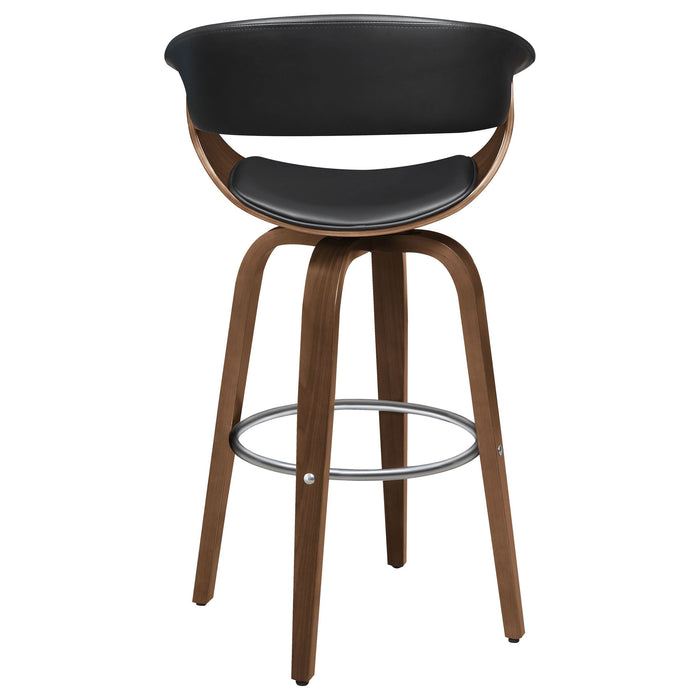 Zion Upholstered Swivel Bar Stool Walnut and Black - Walo Furniture 