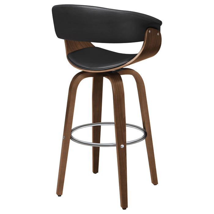 Zion Upholstered Swivel Bar Stool Walnut and Black - Walo Furniture 