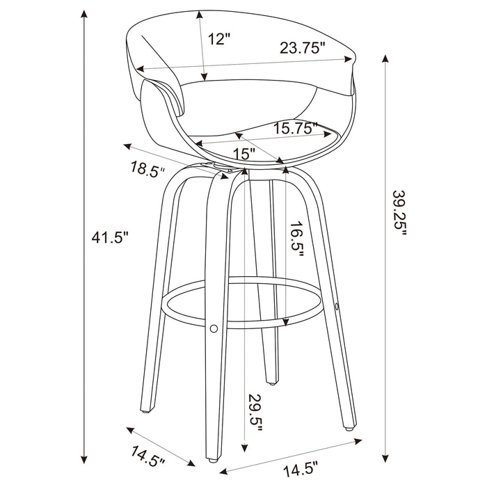 Zion Upholstered Swivel Bar Stool Walnut and Black - Walo Furniture 