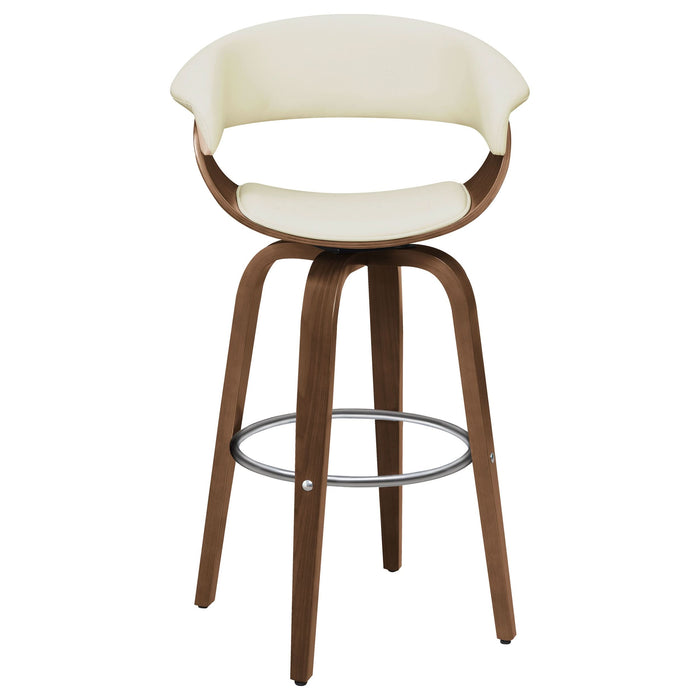 Zion Upholstered Swivel Bar Stool Walnut and Ecru - Walo Furniture 