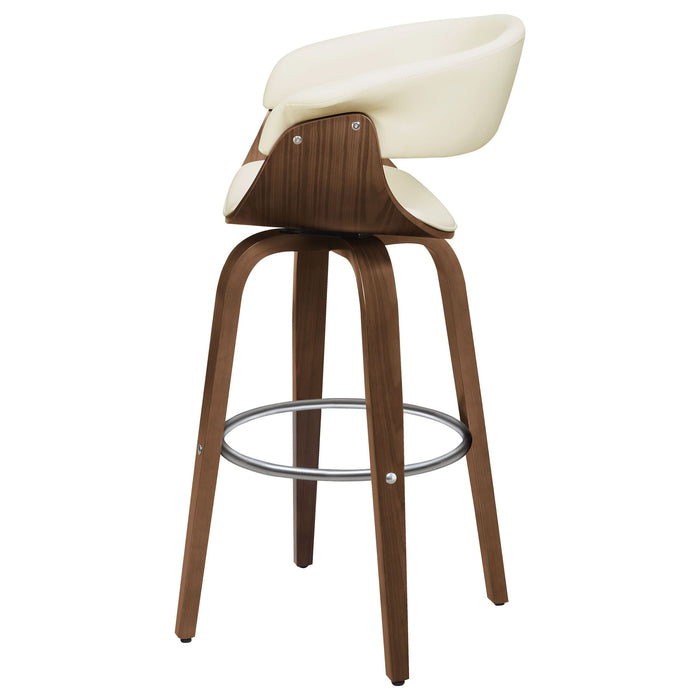 Zion Upholstered Swivel Bar Stool Walnut and Ecru - Walo Furniture 