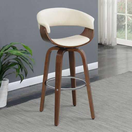 Zion Upholstered Swivel Bar Stool Walnut and Ecru - Walo Furniture 