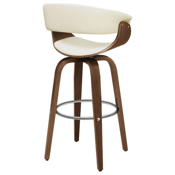 Zion Upholstered Swivel Bar Stool Walnut and Ecru - Walo Furniture 