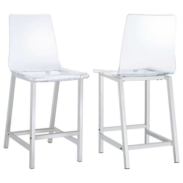 Juelia Clear Acrylic Counter Chair Chrome (Set of 2) - Walo Furniture 