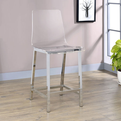 Juelia Clear Acrylic Counter Chair Chrome (Set of 2) - Walo Furniture 