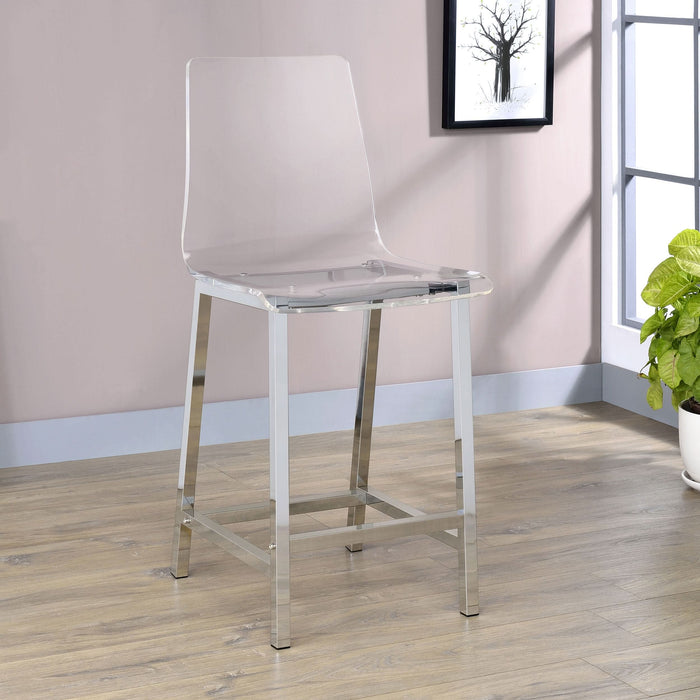 Juelia Clear Acrylic Counter Chair Chrome (Set of 2) - Walo Furniture 