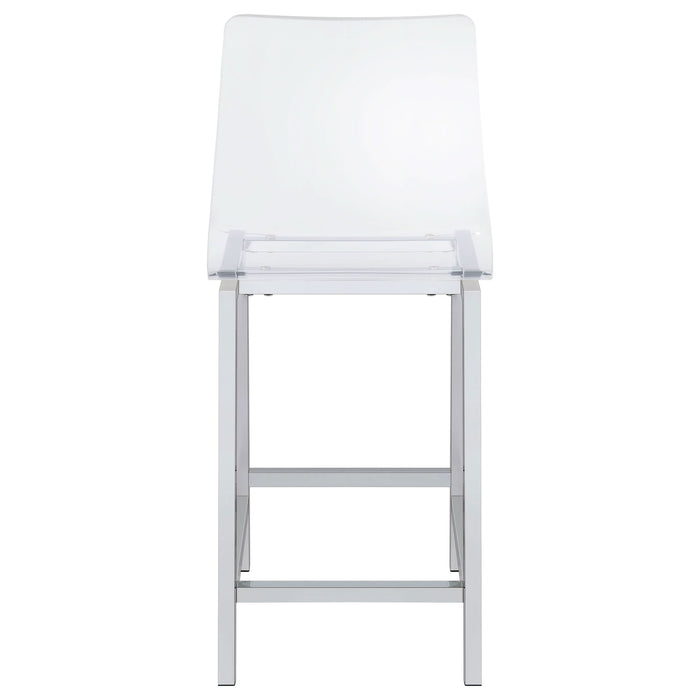 Juelia Clear Acrylic Counter Chair Chrome (Set of 2) - Walo Furniture 