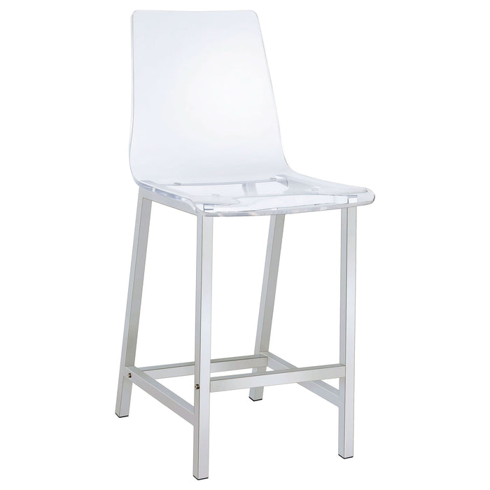 Juelia Clear Acrylic Counter Chair Chrome (Set of 2) - Walo Furniture 