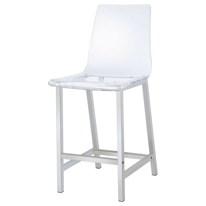 Juelia Clear Acrylic Counter Chair Chrome (Set of 2) - Walo Furniture 