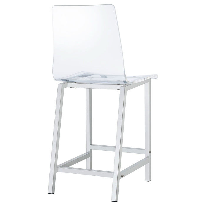 Juelia Clear Acrylic Counter Chair Chrome (Set of 2) - Walo Furniture 