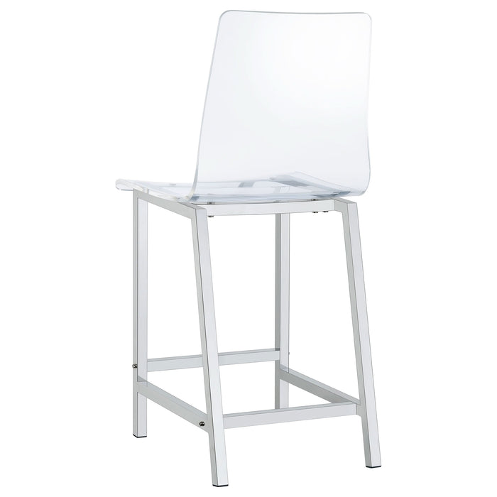 Juelia Clear Acrylic Counter Chair Chrome (Set of 2) - Walo Furniture 