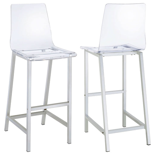 Juelia Clear Acrylic Bar Chair Chrome (Set of 2) - Walo Furniture 