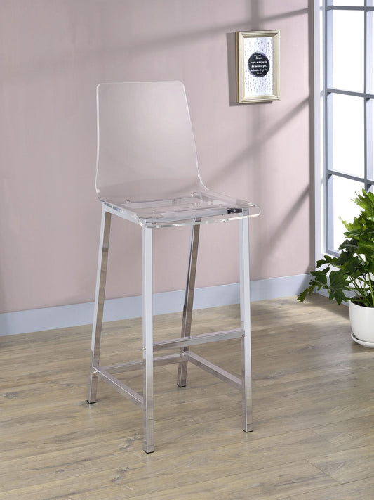 Juelia Clear Acrylic Bar Chair Chrome (Set of 2) - Walo Furniture 