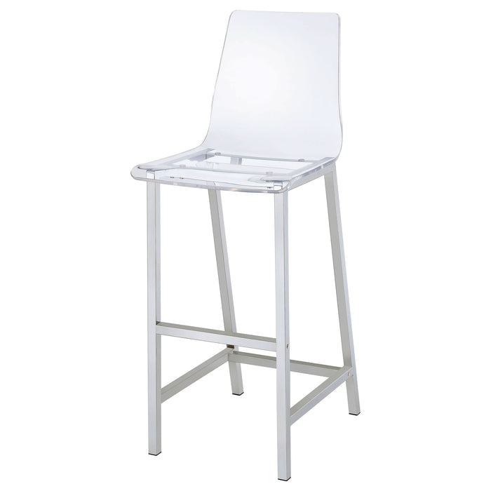 Juelia Clear Acrylic Bar Chair Chrome (Set of 2) - Walo Furniture 