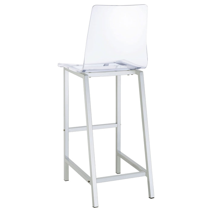 Juelia Clear Acrylic Bar Chair Chrome (Set of 2) - Walo Furniture 