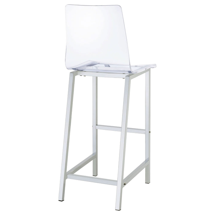 Juelia Clear Acrylic Bar Chair Chrome (Set of 2) - Walo Furniture 